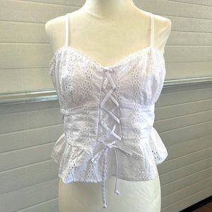 Eyelet ruffle summer top